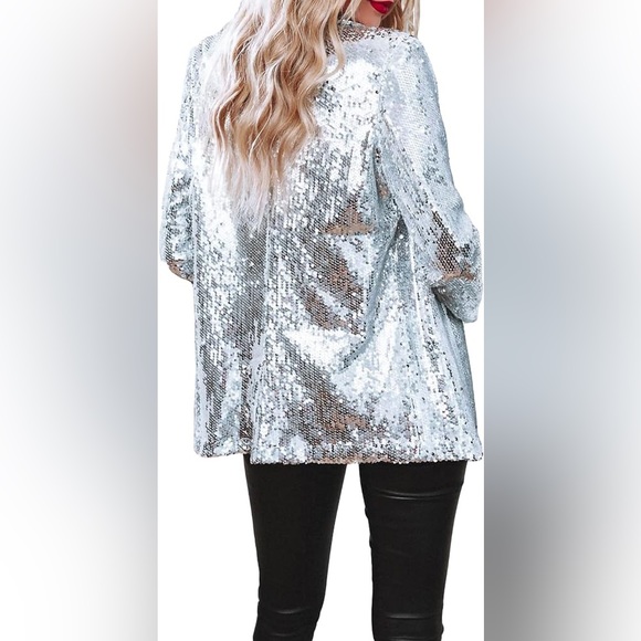 🤍 Sequin Open Front Blazer - Picture 3 of 12